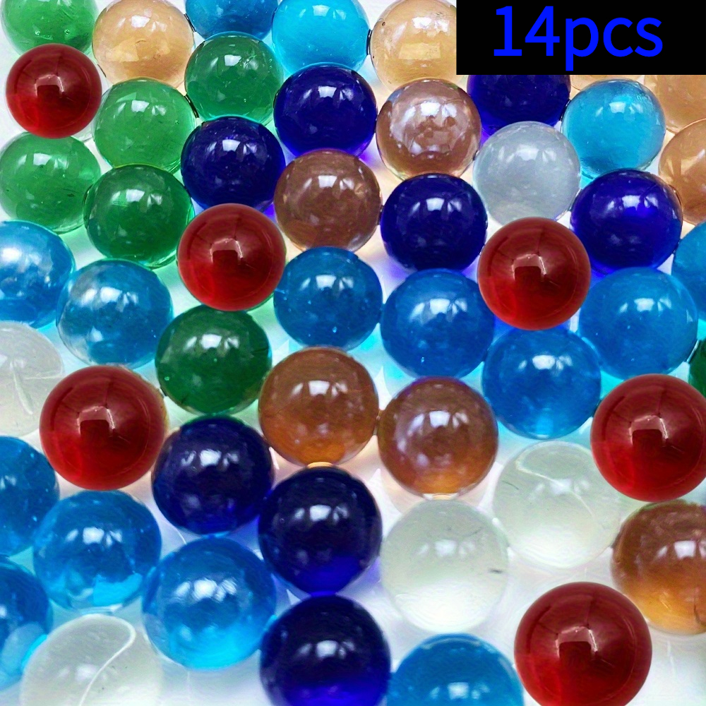 TEMU 14pcs 16mm Colorful Glass Marbles For Vase Filler, Crafts, Aquarium Decor, Home/office Decoration - High Quality Transparent Glass Beads,