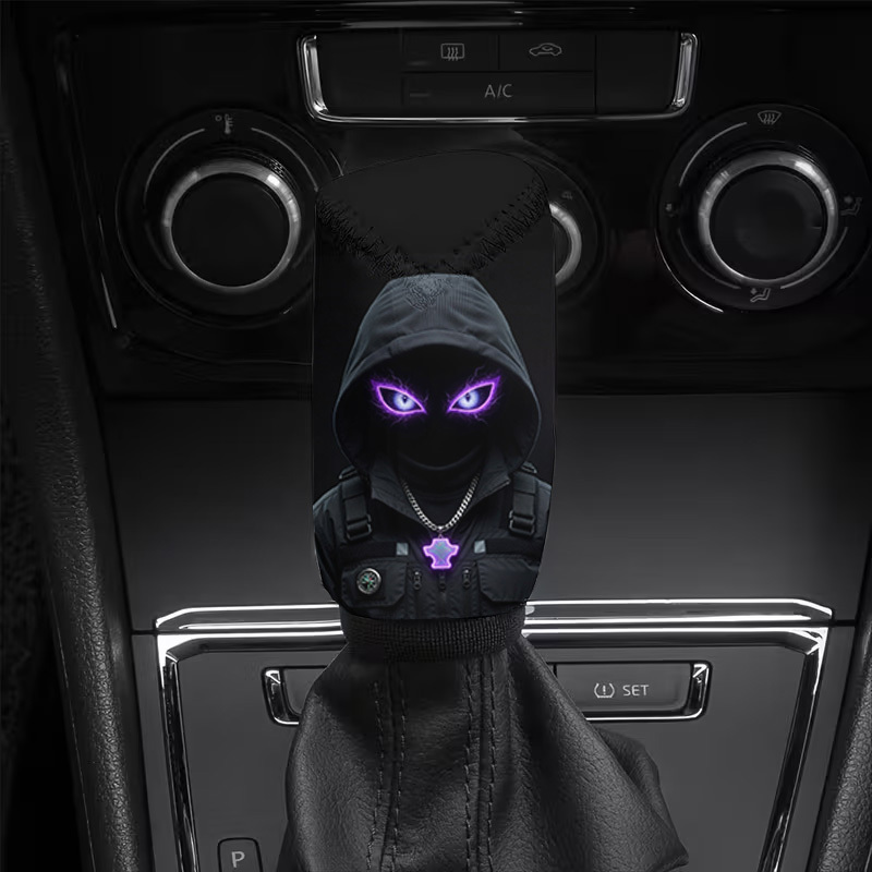 TEMU 1pc - Mysterious Character Print Car Gear Shift Dust Cover, Gear Shift Protector, Suitable For , , And Wash, Suitable For Long-distance Road