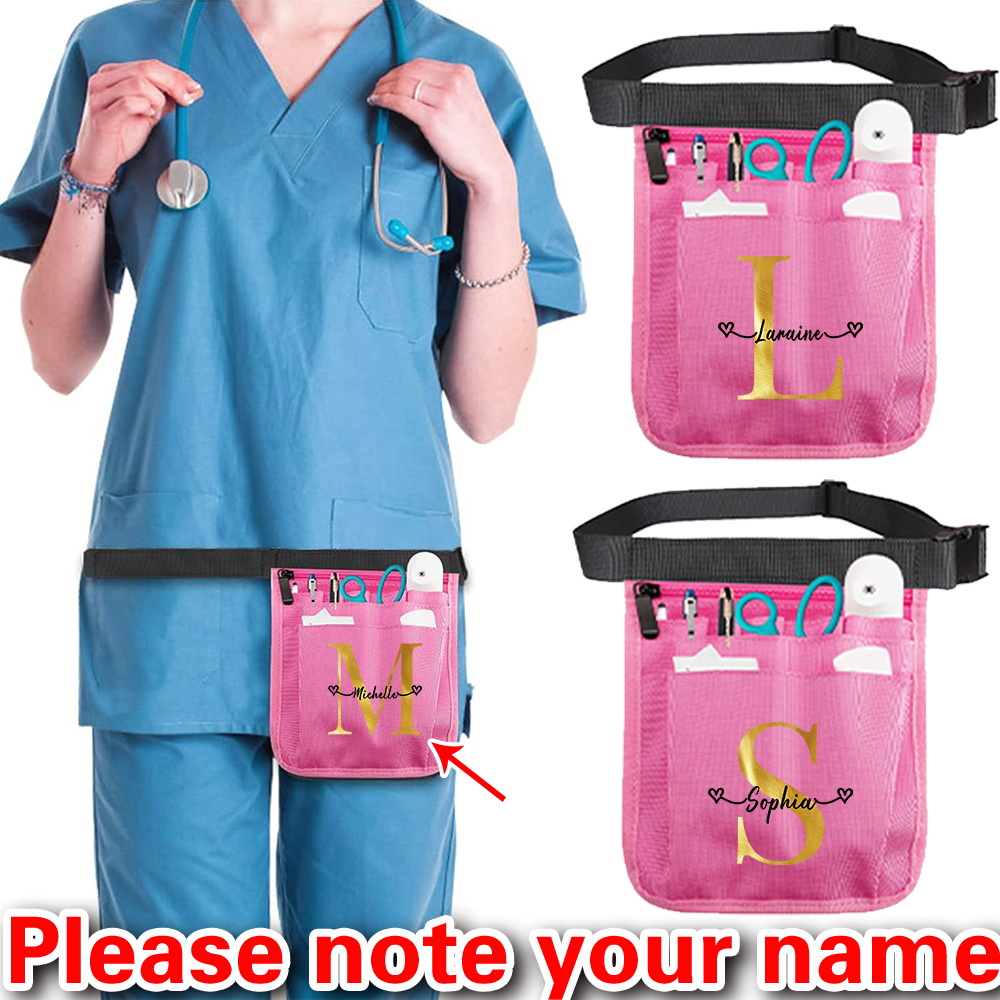 

1pc Customized Nurse Waist Bag With Name, Nylon Fanny Pack, Medical Tool Organizer With Smooth Zipper, Multi- For Doctors & Nurses, Waterproof Pink Commuter Toolkit