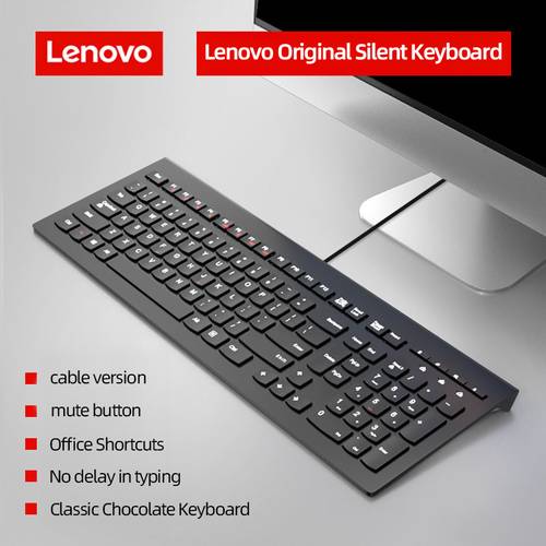 silent keyboard plug and play universal wired keyboard high definition uv screen characters narrow shortcut function keys and indicator lights universal for multiple devices