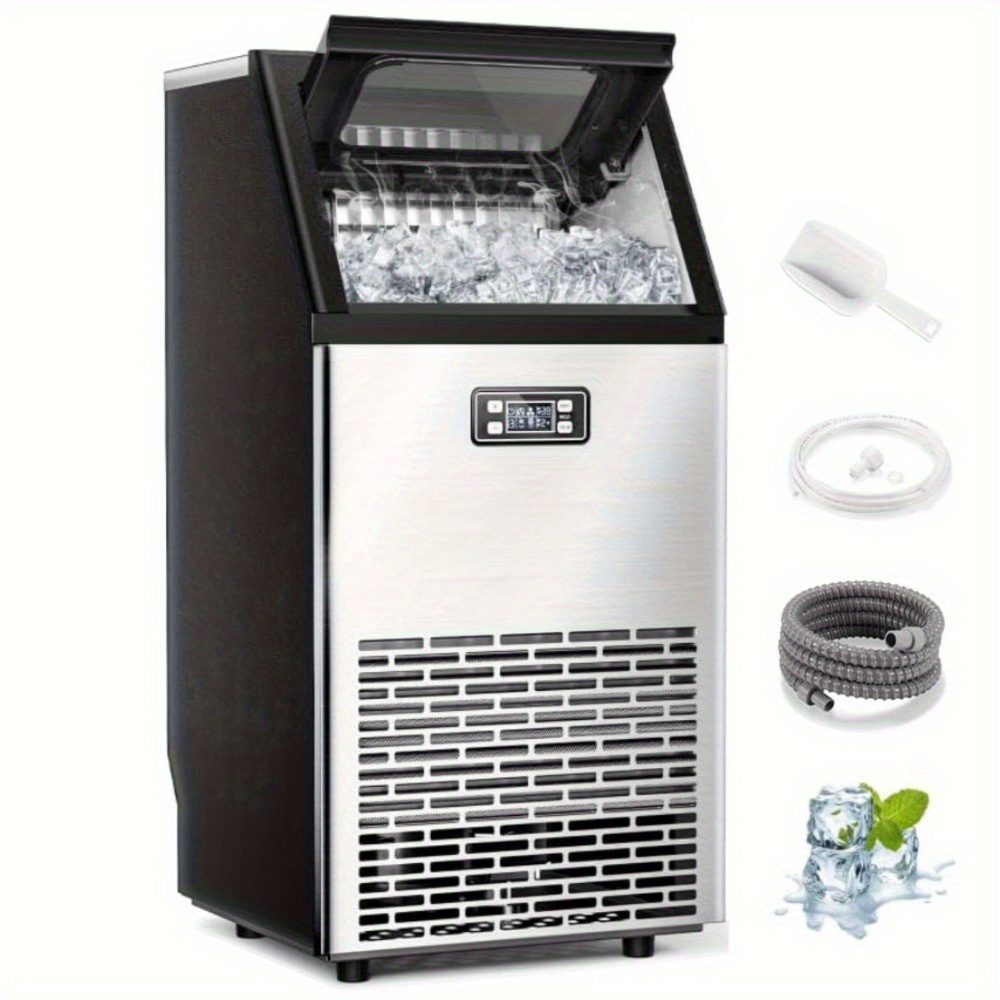 TEMU Commercial Ice Machine, 100lbs/ Day Under-counter Commercial Ice Maker With 24 Hour Timer, Control, Self-cleaning Function For Bar/ Cafes/ Home,