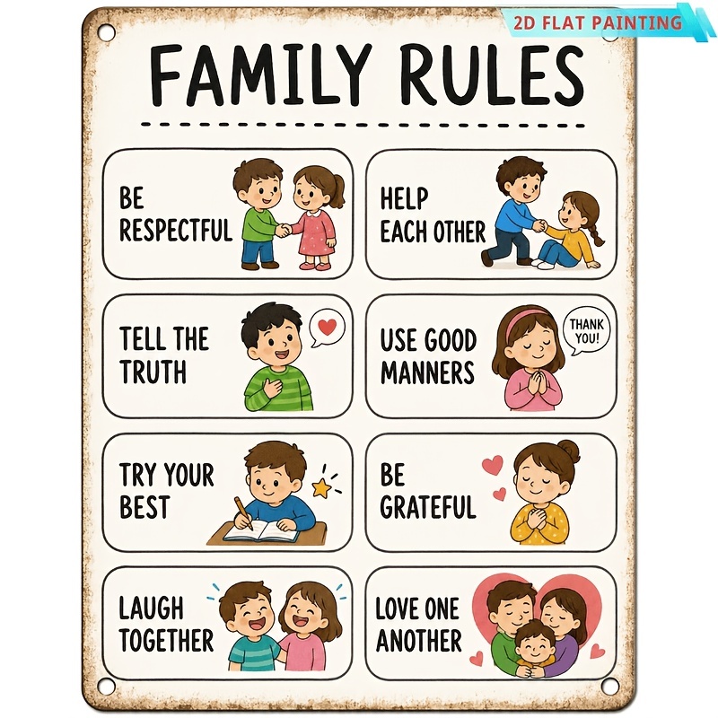 TEMU 2d Flat - 【2d Flat】 1pc Metal Wall Art Rules Theme 8x12 Inch 2d Flat Wall Sign For Room Bedroom Decor 2d Flat Not 3d