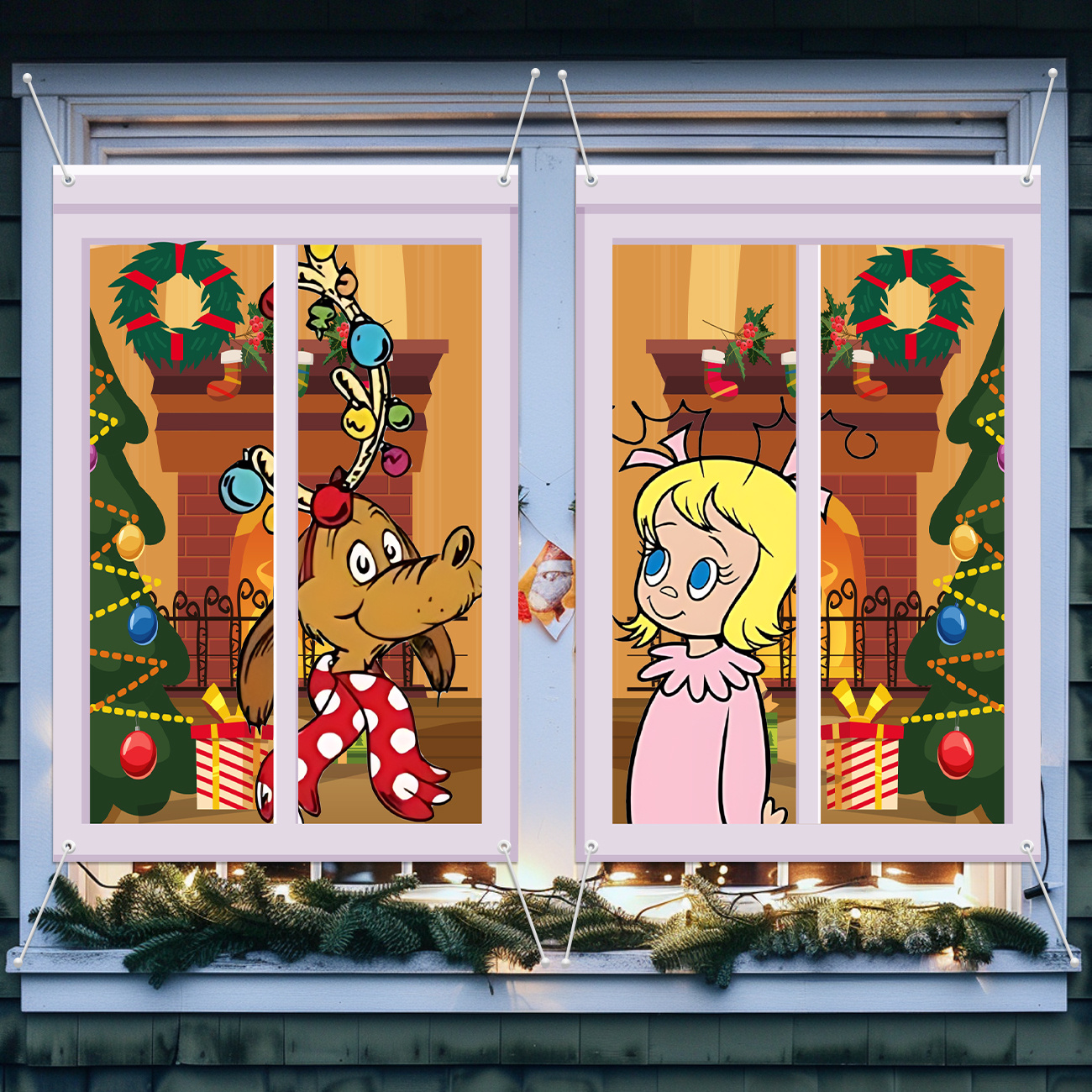 TEMU 2d Flat, 2d Flat - 2d Flat, 2d Flat - 2d Flat Banner 2pcs Welcome To Christmas Window Cover Christmas Decorations Christmas Decorations Outdoor