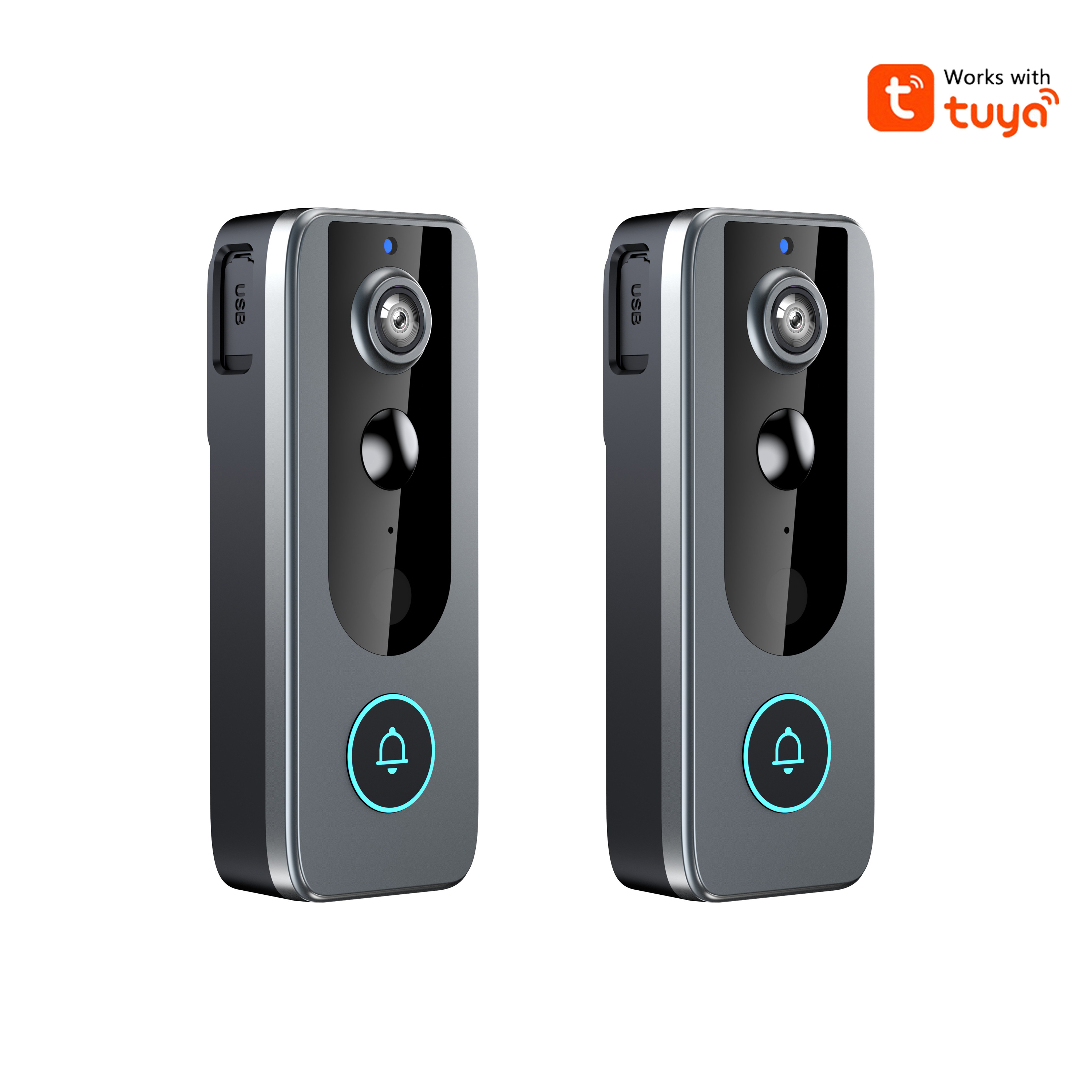 TEMU 2pcs Sonnette Vidéo, Caméra Sonnette Intelligente, Vidéo Une-Click / Visage IA Et Détection de Mouvement, Batterie 4000 Mah, Image Plein Couleur