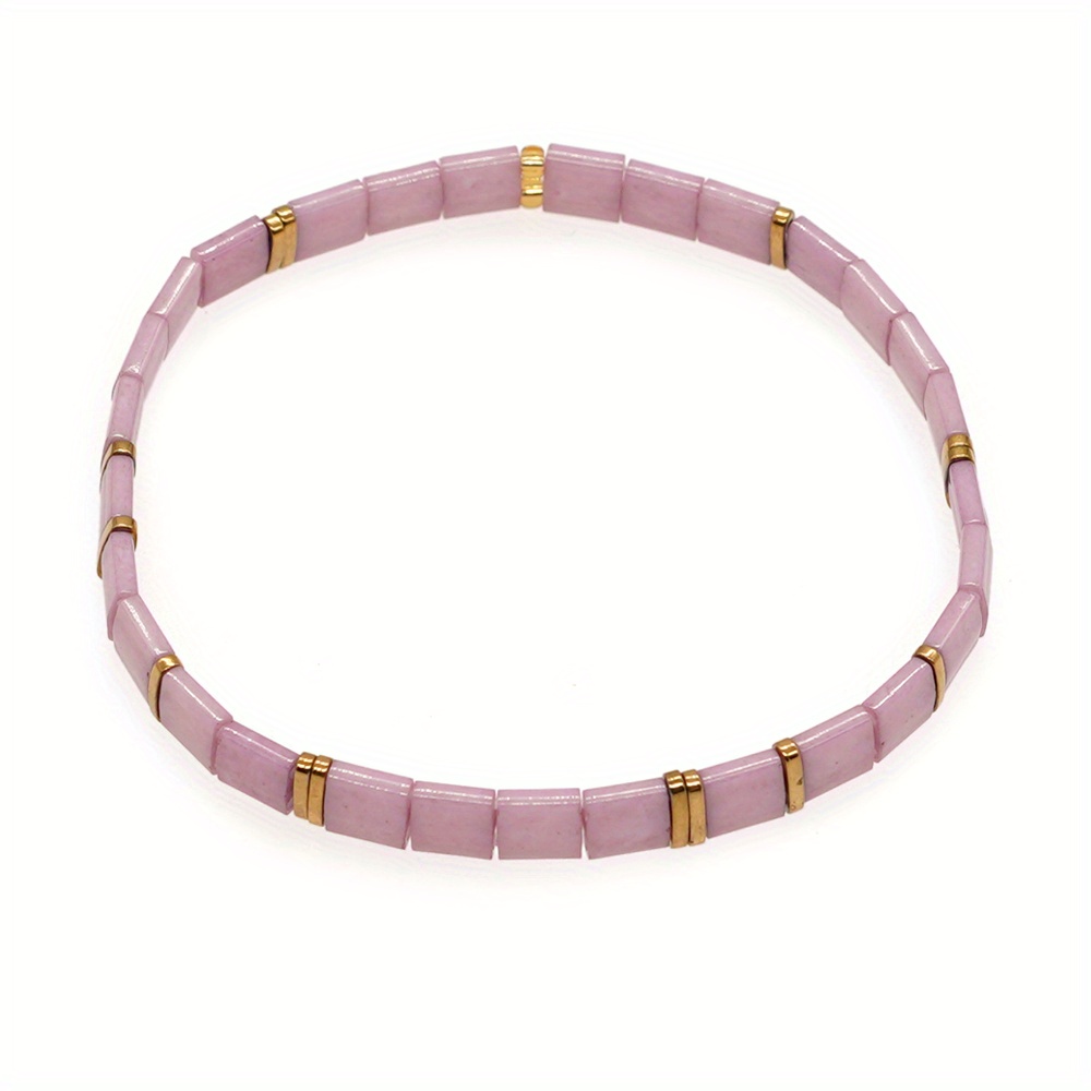 TEMU 1pc Women's Fashion Bracelet, Elegant And Tila Glass Bracelet Handmade Jewelry, Suitable For Daily Wear, Vacation, Holiday, Gift For Beautiful