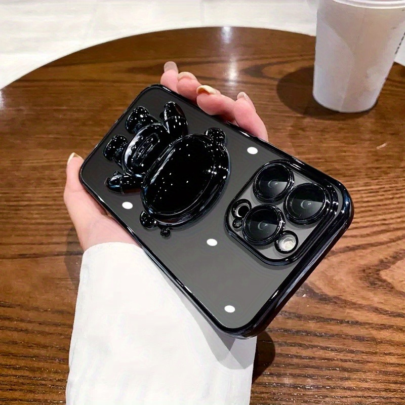 TEMU Phone Case - Astronaut Bracket Suitable For Iphone 16 Pro Phone Case New For 14 Pro 11 13 12 15 Plus Transparent Anti-fall With Lens Film