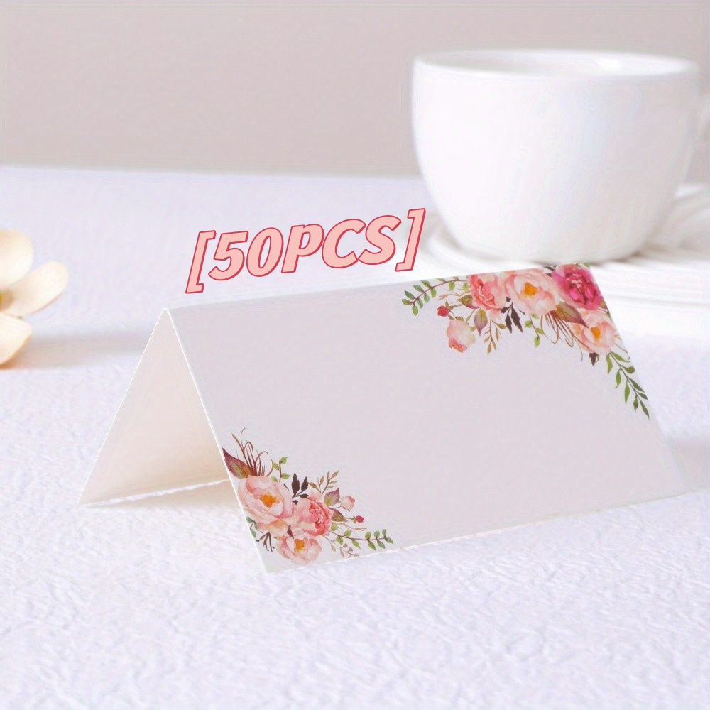 Image of 100/50/25 Sheets, Banquet Wedding Cards, Wedding Table Name Cards, Beautiful Floral Printed Decorative Cards, Party Decorations, Party Supplies