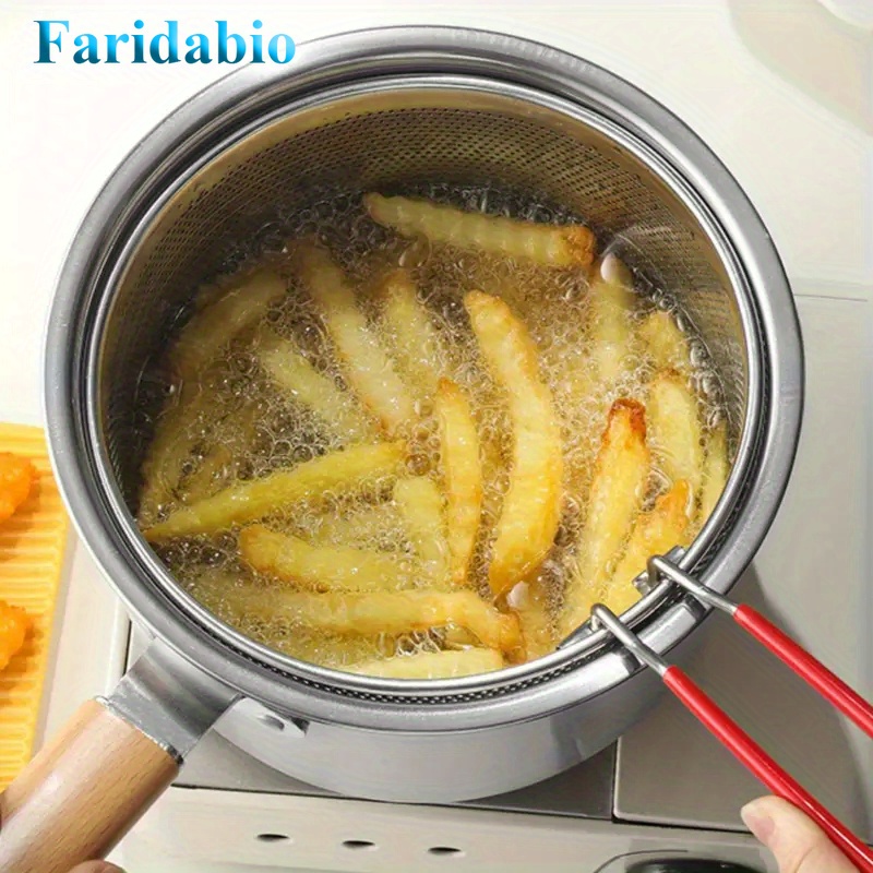  304 sus stainless steel deep fryer set with steamer basket gas induction cooktops kitchen use ideal mothers day gift handmade fryer basket Product details 5