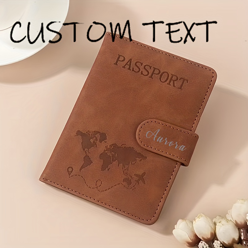 TEMU 1 Simple Custom Name Letter Synthetic Leather Passport Book, Synthetic Leather Passport Cover, Demagnetized Multi-functional Travel Passport