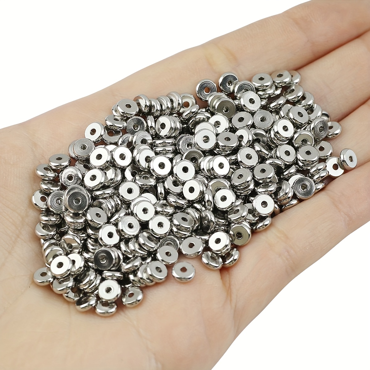 E-shop 4-6mm 150 Stück Stahl Farbe Edelstahl Spacer Perlen Lose Perlen Durchbohrung Perlen Farbecht Nicht Anlaufen Armband Spacer Perlen Halskette