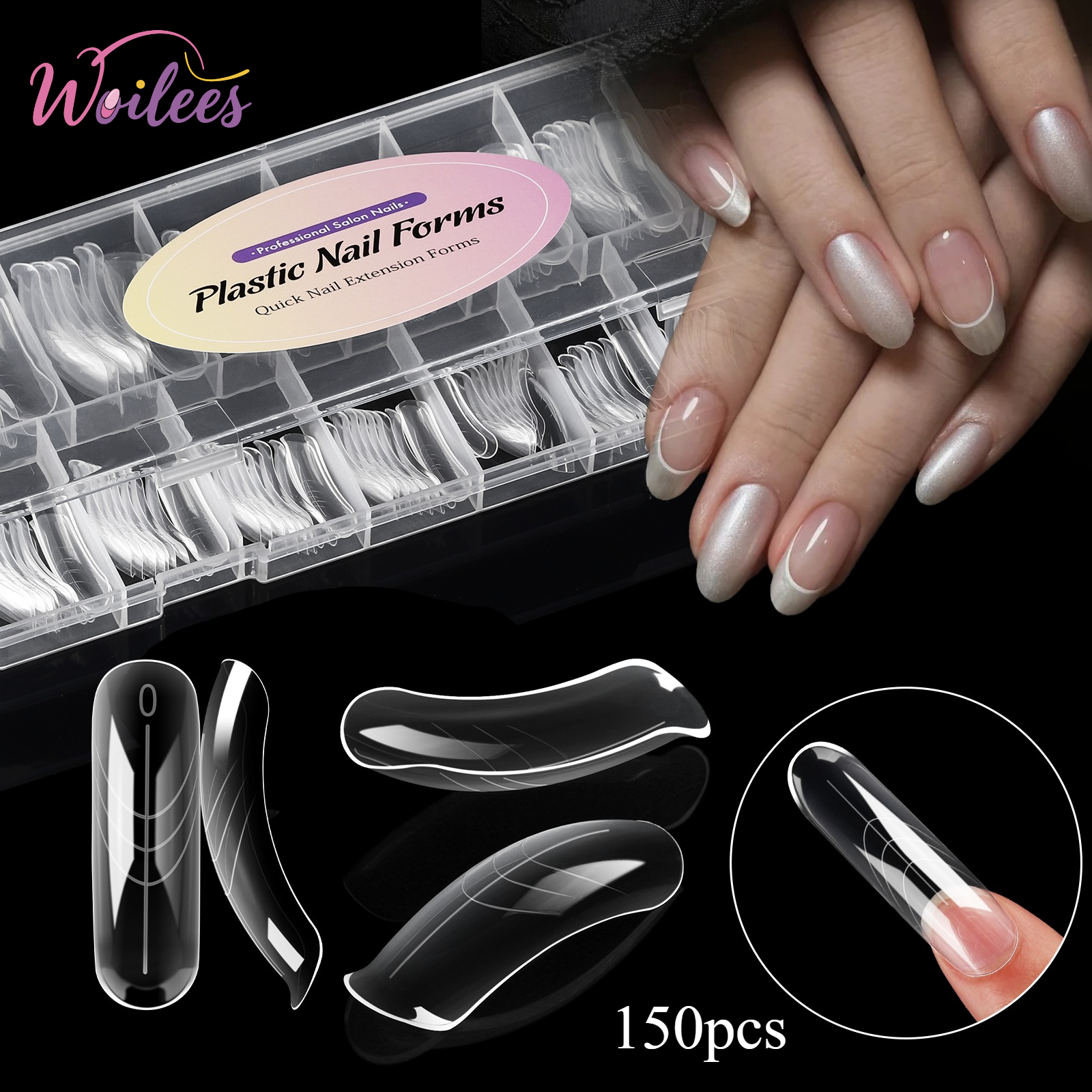 E-shop Woiless 150 Stück Nagelspitzen, Nagelverlängerungen, Breite Nagelspitzen mit Messmarkierungen, Flexibles Material, 15 Größen erhältlich, Süße