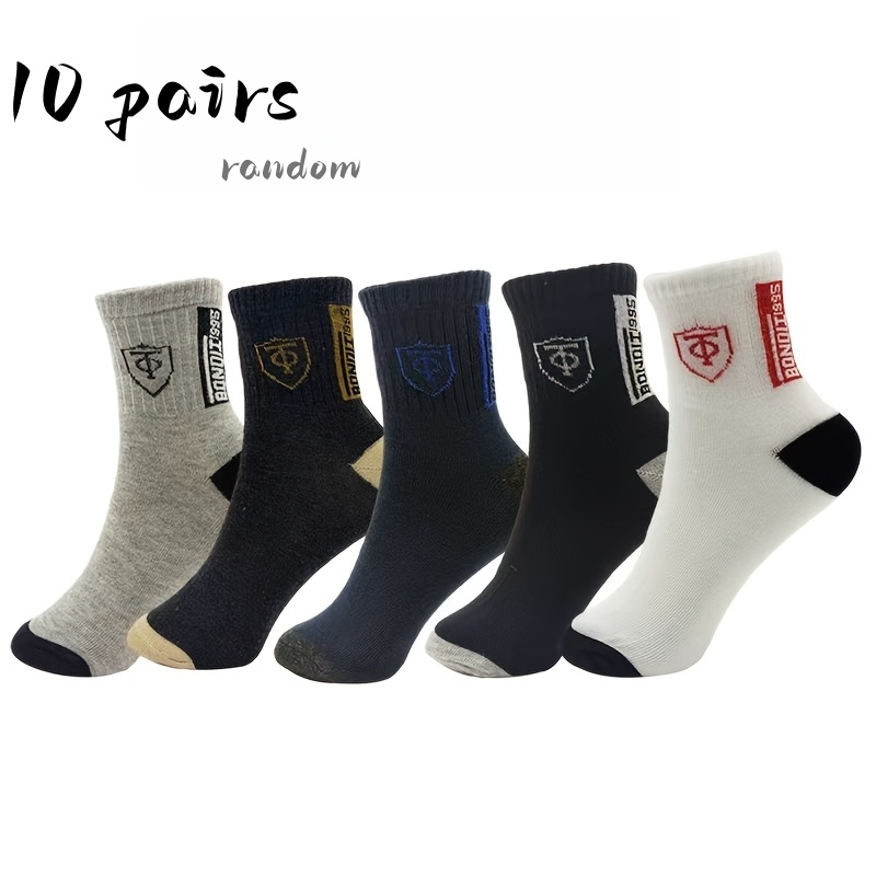 TEMU Assortiment Aléatoire de 10 Paires, Nouvelles Chaussettes pour Homme, Chaussettes , Absorbant la Transpiration et Respirantes, Adaptées à Toutes