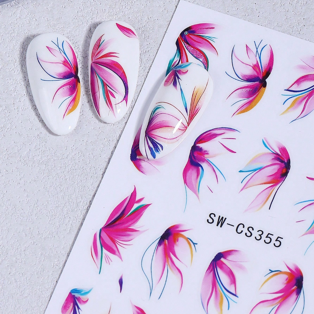 2pcs Tropical Floral Nail Stickers for Summer Vacation