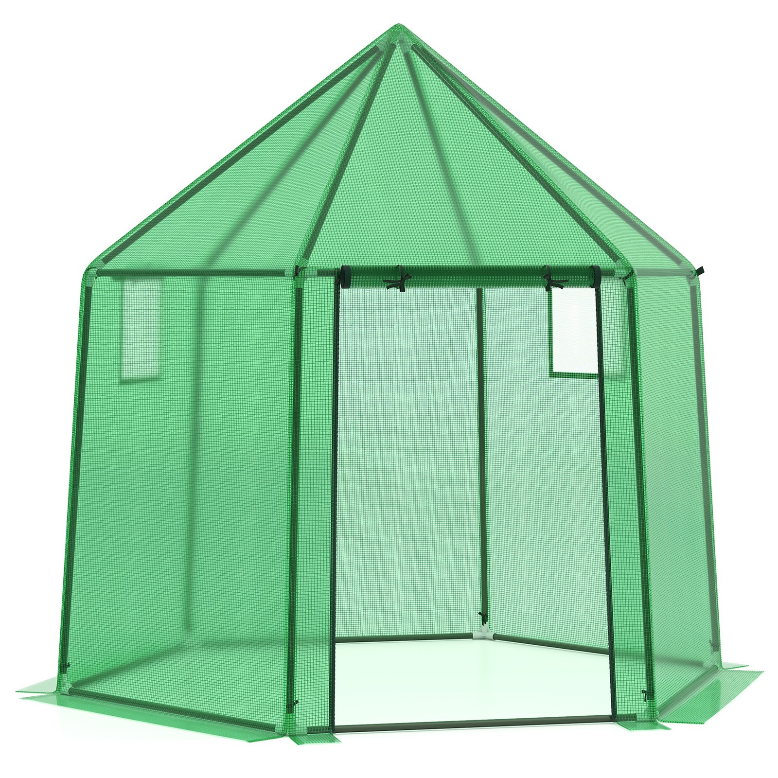 Image of -in Greenhouse, Portable Outdoor For Winter W/ Pe Cover, Pe-coated Metal Frame, Roll-up Zippered Door, Windows, Garden Yard Tent