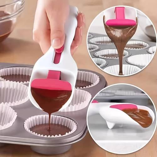 one piece of a non stick spoon for cakes and pastries featuring a push pull mechanism designed for cakes tarts brownies and requires no assembly suitable for for home and professional baking