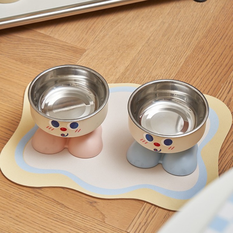Set Of 2 High-quality Cat Bowls, Stylish Stainless Steel Elevated Bowls, Cat Water Bowl, Dog Food Bowl, Non-slip And Spill-proof Pet Bowls