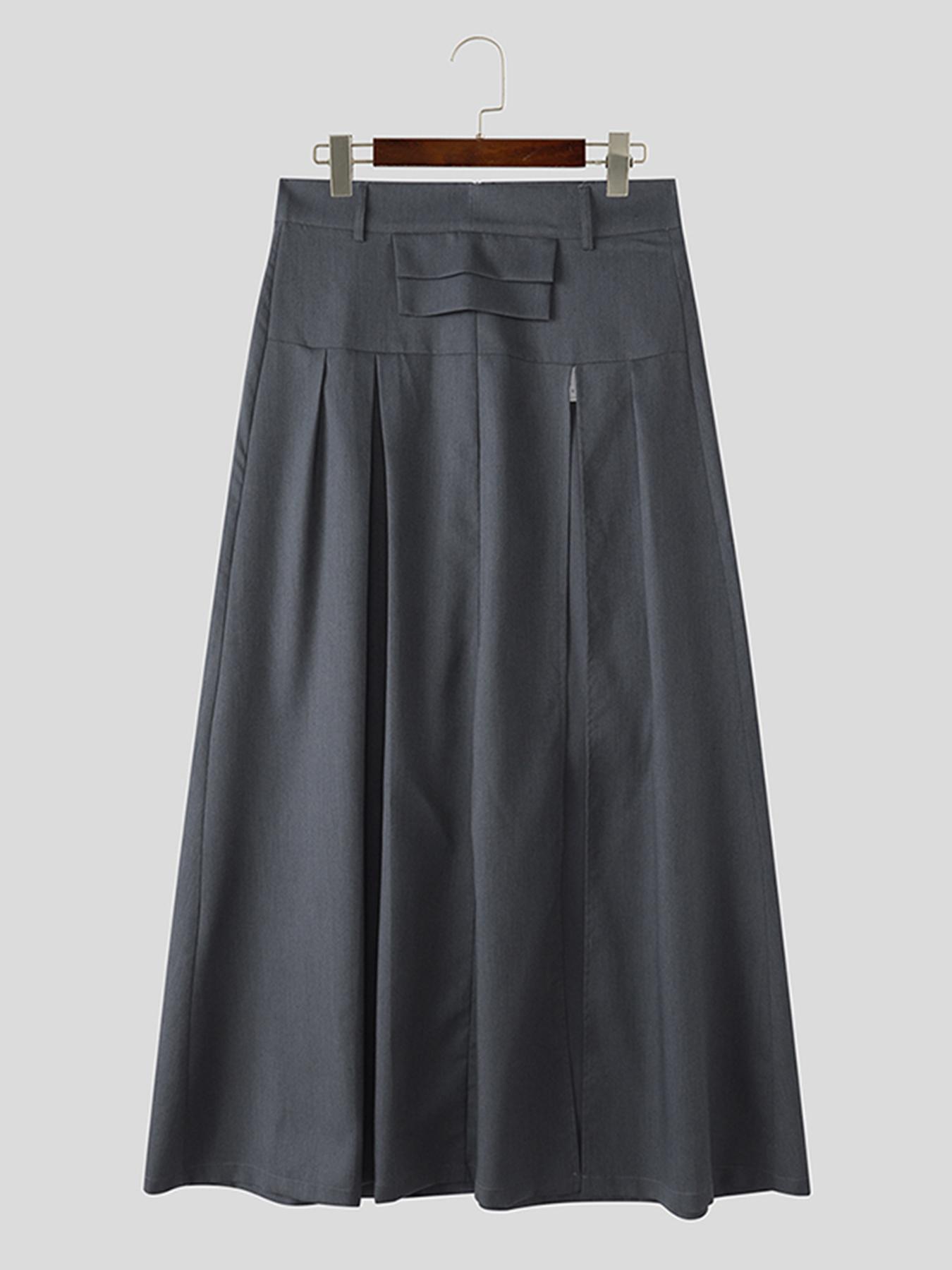 High Waisted Pleated Skirt 70 Men's High Split Pleated Skirt