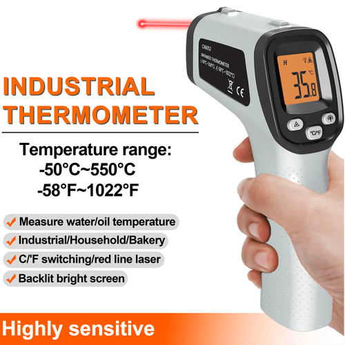 handheld infrared thermometer gun non contact temperature measurement suitable for cooking and freezer compartments temperature range 58 to 752 50 to 400 not for human use