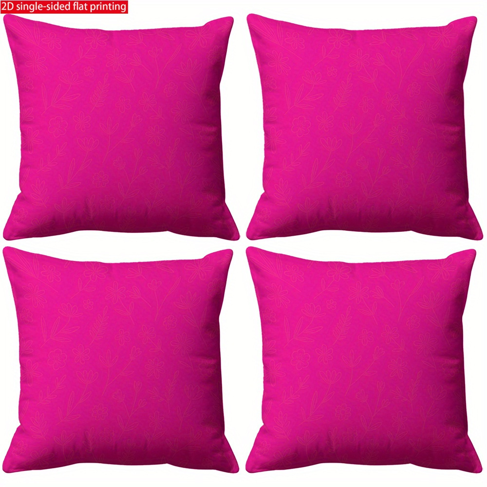 TEMU 4 housses de coussin florales contemporaines pour lit et canapé - Couvertures zippées douces en pastel avec motif et feuillage , housses en