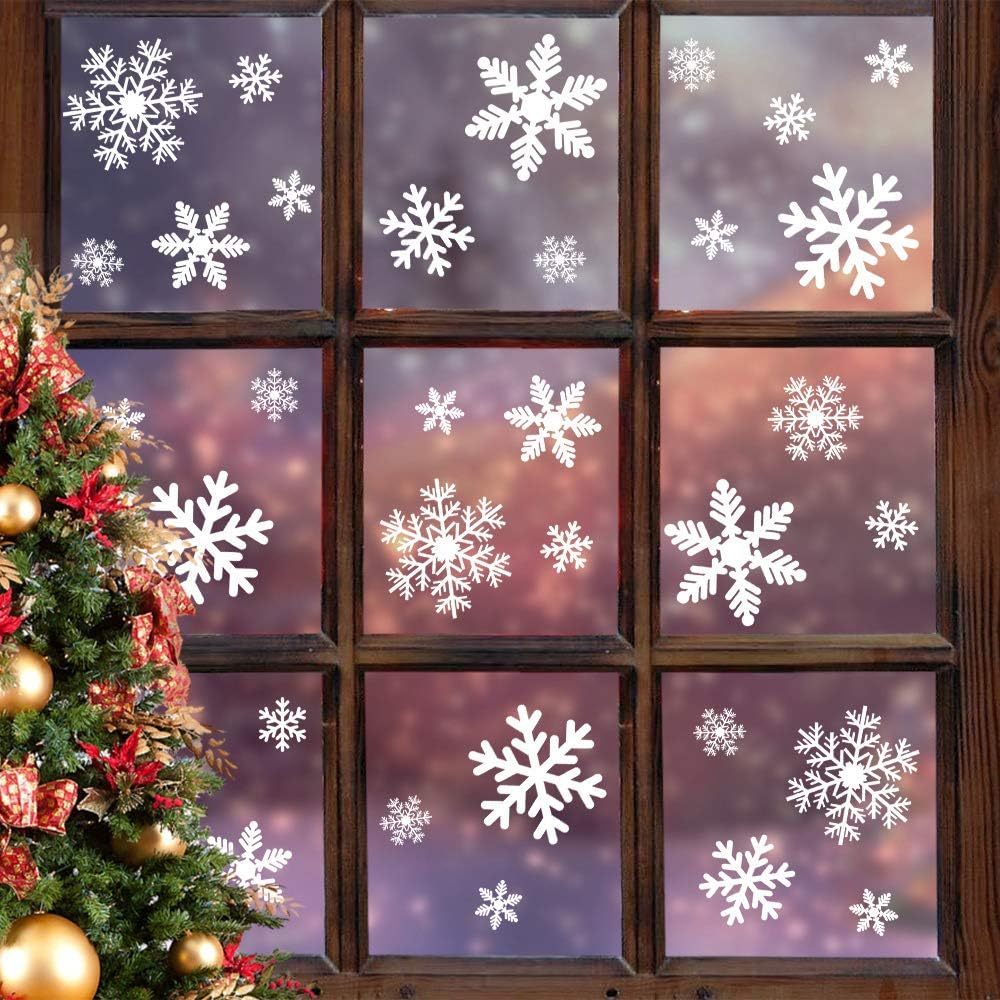 111pcs snowflake window clings set static decals for christmas thanksgiving decor no power needed   window d cor ornaments party supplies   details 0