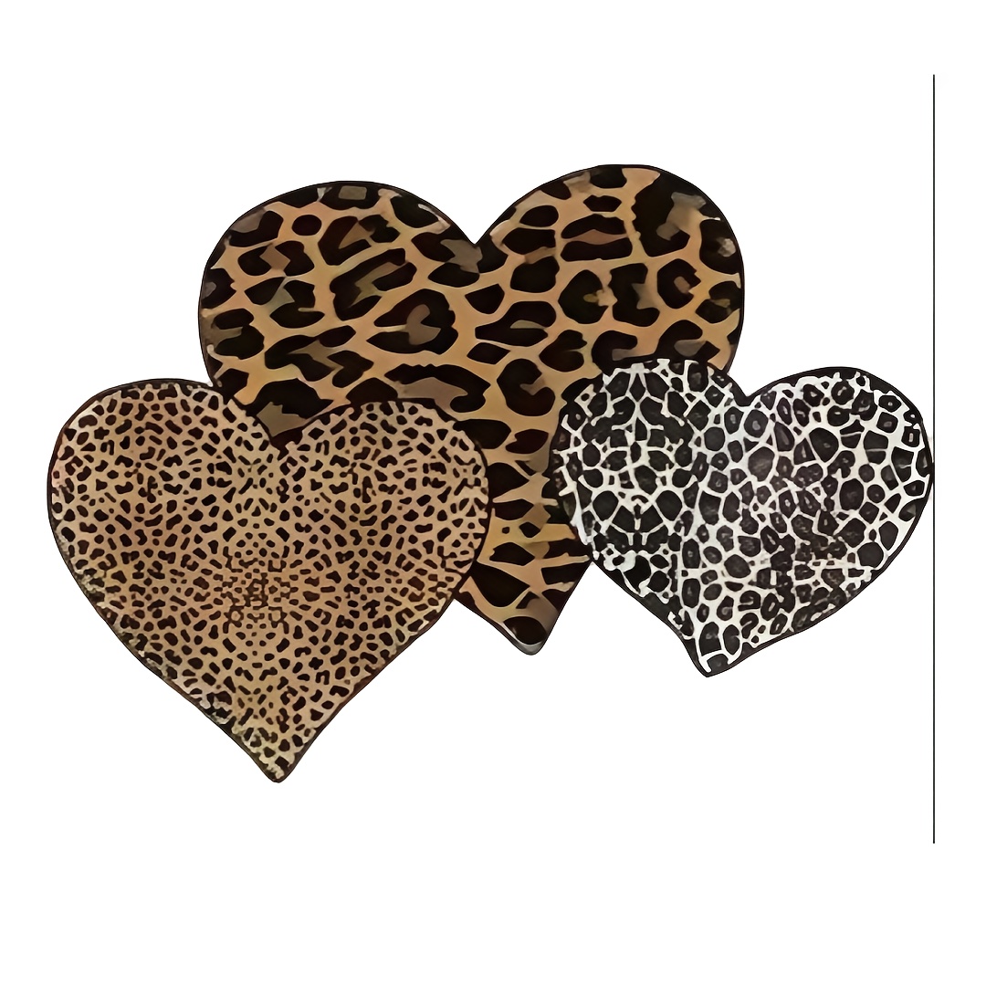 1pc Leopard Heart Heat Transfer Sticker, Suitable For Clothing, T-shirts, Jeans, Sweatshirts And Pillowcases, Fashionable, Durable And Washable Heat Transfer Stickers