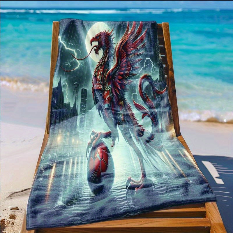 TEMU Red Phoenix Night Beach Towel, Suitable For Vacation And Swimming Beach Lovers, Soft Beach Towel Gift