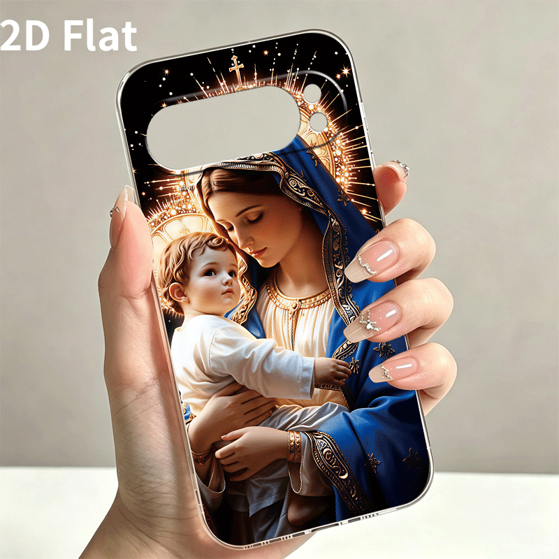 handyhülle - umarmendes baby golden   2d flachmuster handyhülle   für google pixel 6 6a 7 7a   8 8a 8pro 9 9a 9pro google pixel 10 pro xl google pixel 10a niedliches transparent anti-fall tpu design -   für ostern, weihnachten