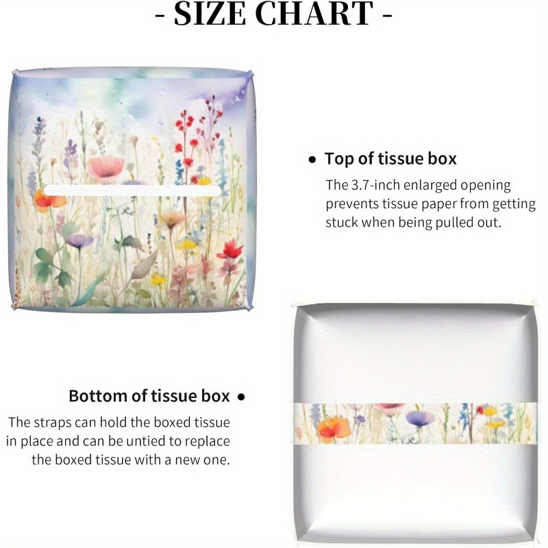 waterproof pvc leather watercolor floral tissue box cover square decorative holder with multicolor flowers fit for bathroom home car office portable tissue dispenser organizer 5 2x5 2x5 2in ideal gift for housewarming birthdays Product details 4