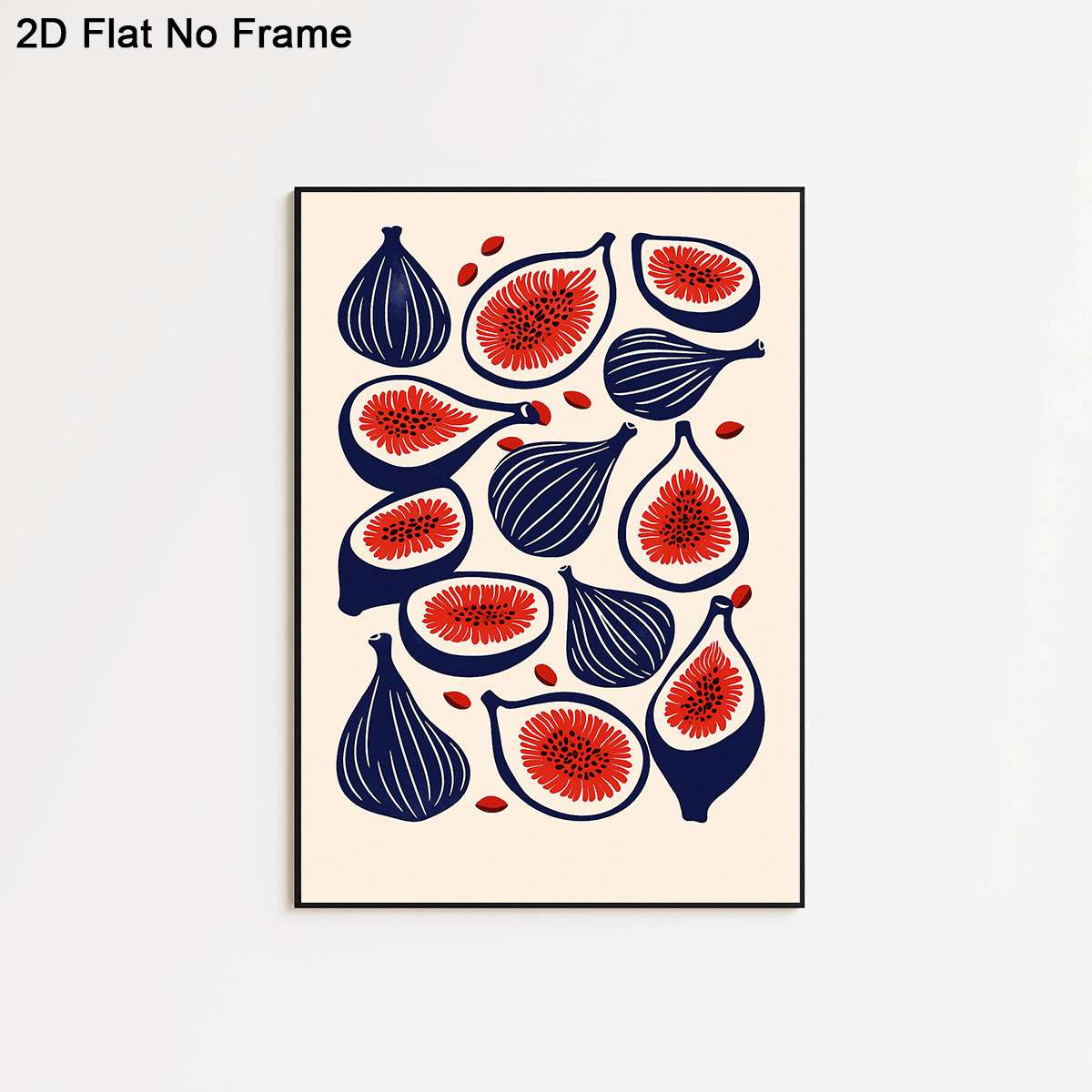 TEMU 2D Piatto, 1 pezzo Poster su Tela Senza Cornice, Disposizione di Fichi, Alcuni Dimezzati che Rivelano Vivace, Circondati da Semi di , a Tema