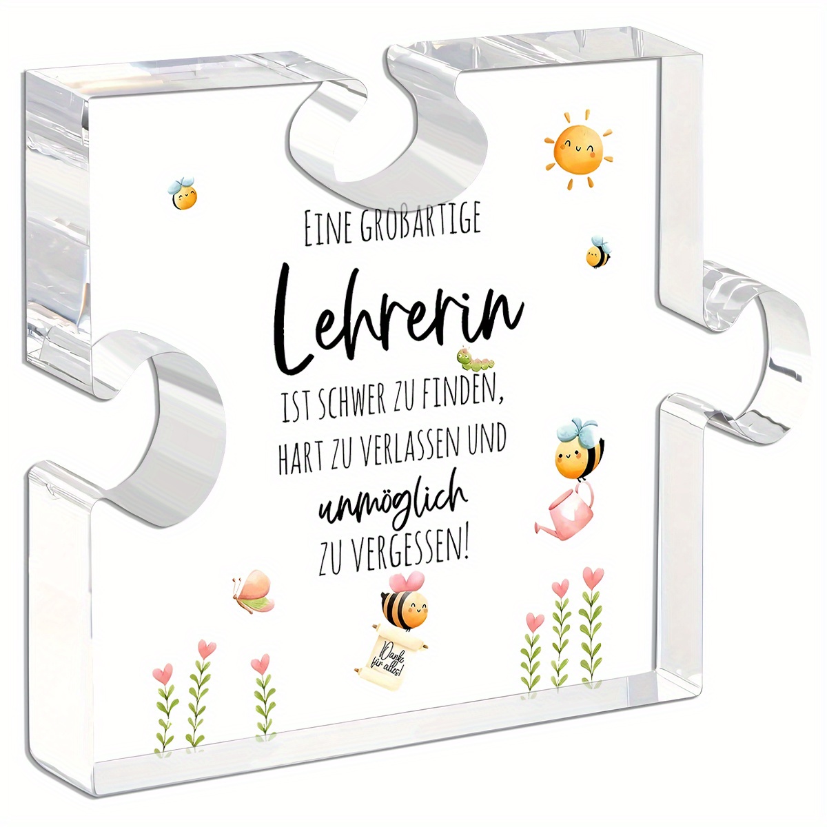 E-shop [2D Flach] 1 Stück "Sie sind ein toller Lehrer" Lehrer-Erhaltungs-Geschenk - Acryl-Dankeschön-Karte mit inspirierendem Zitat, süßes Bienen- und