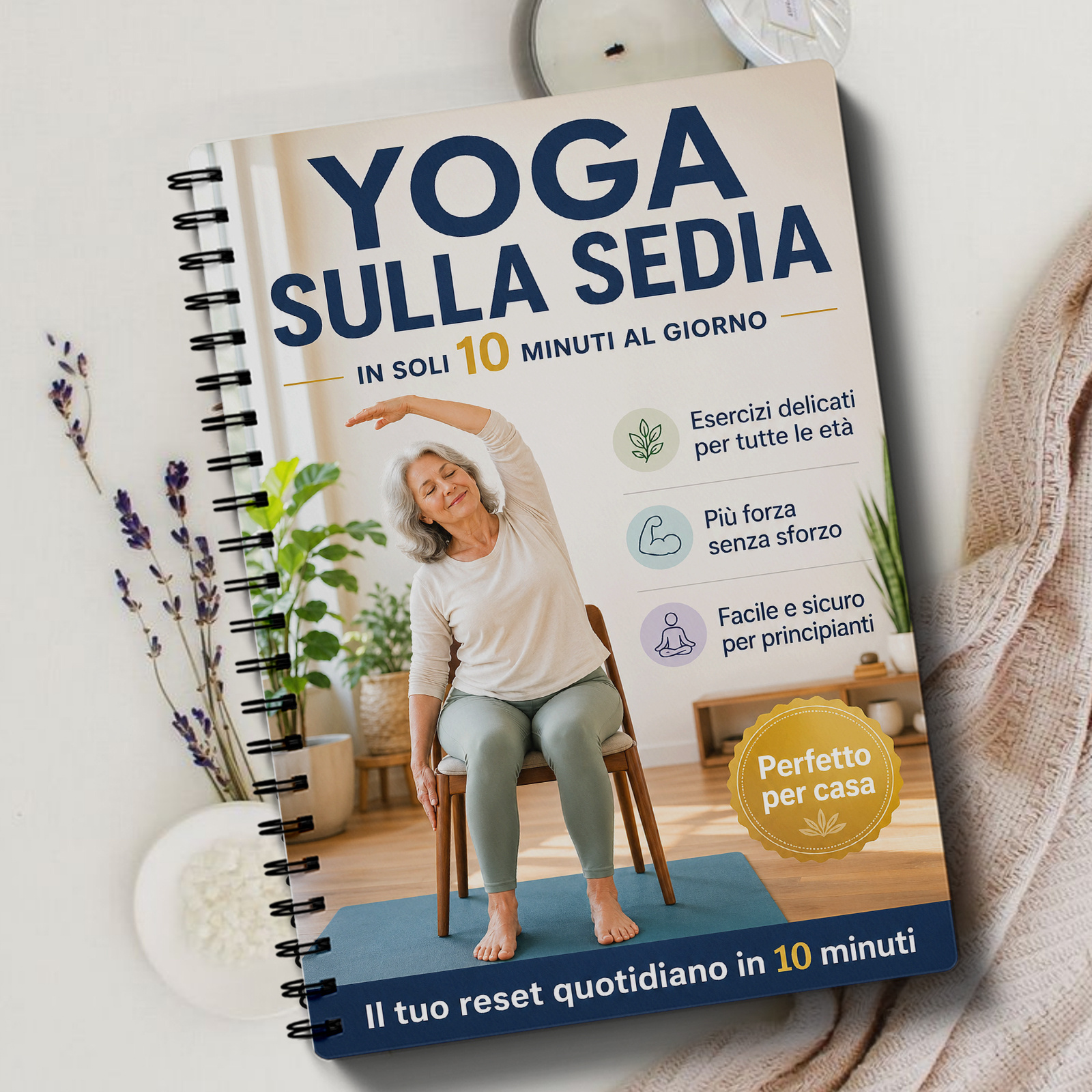 TEMU Italian Version Chair Yoga Workout Plan For The Elderly, Gentle Exercise , Daily Stretching Record, Balance And Flexibility Diary, Suitable For