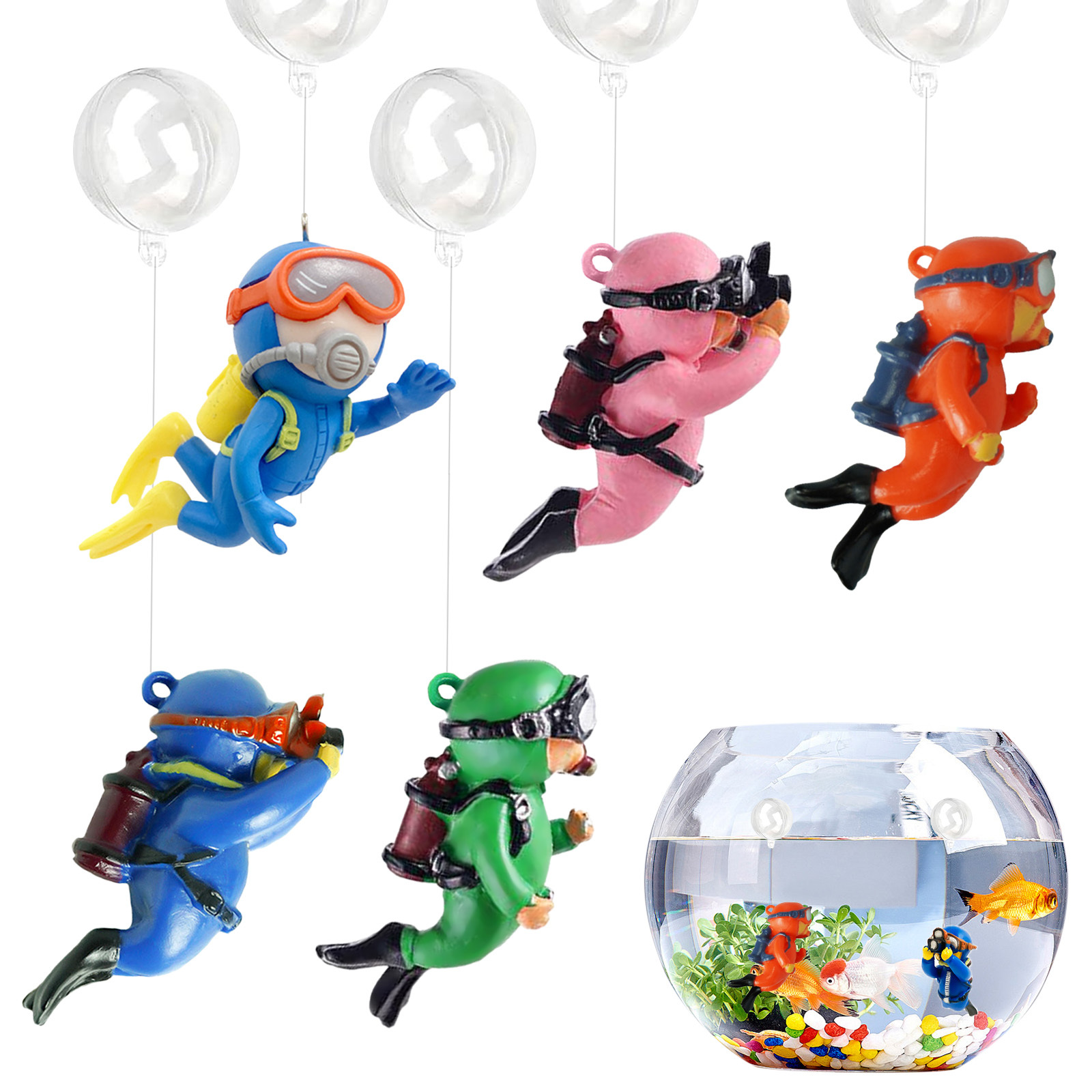 

5pcs Pvc Figurines, Floating Fish Decorations For Aquarium And Desktop Display