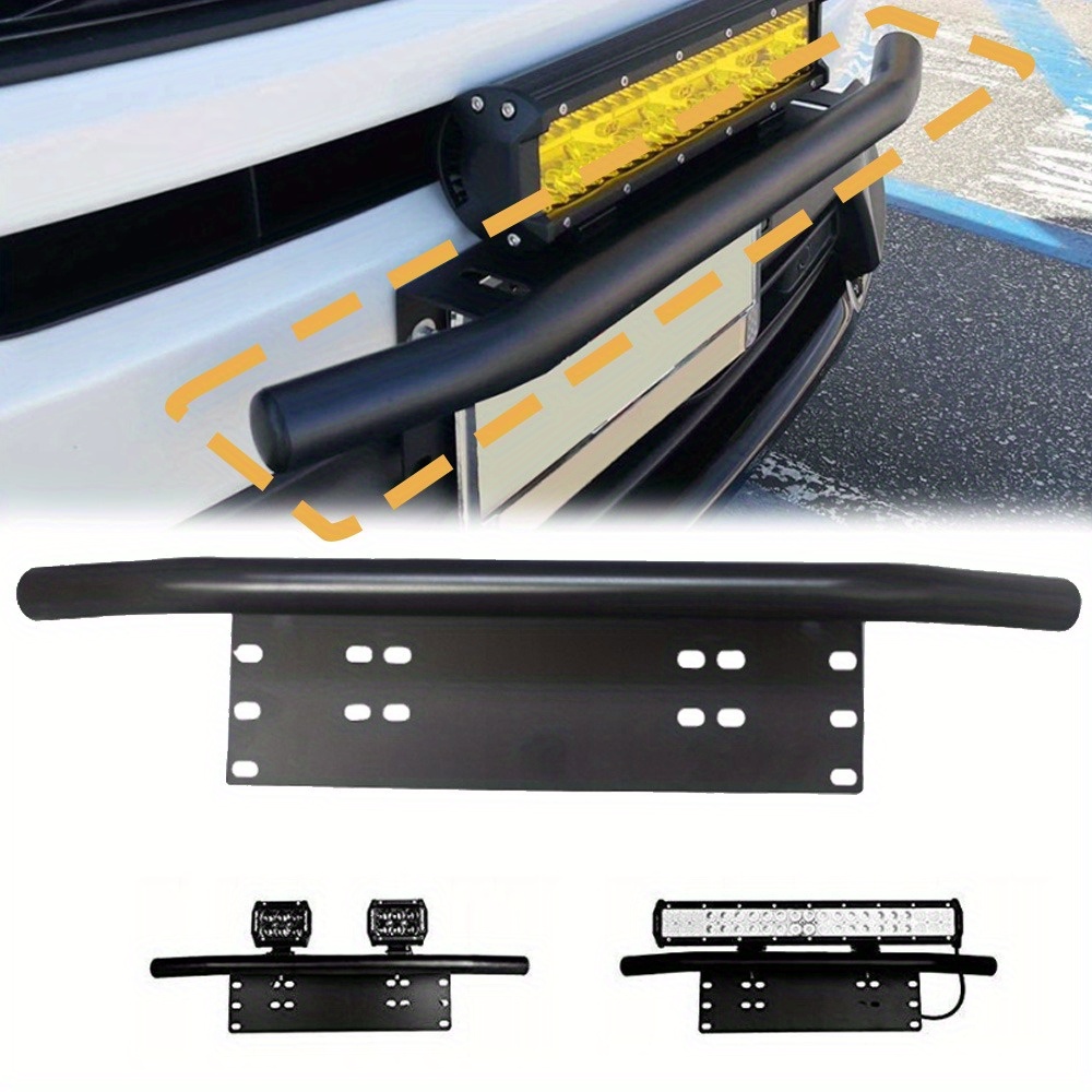 Image of Universal License Number Plate Mounting Bracket Holder With Front Bumper For Driving Light Bar And Work Lamp