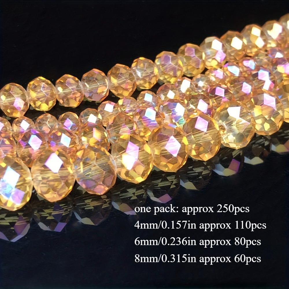 TEMU Set di 250 pezzi di perline in artificiale austriaco color - AB in misure 4/6/8 mm, progettate per di gioielli, tra cui collane, braccialetti,