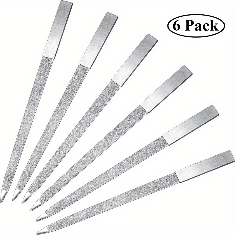 Image of 6pcs File Stainless Steel Double Side Nail File Metal Buffer Women Men Fingernails Toenails Manicure For Salon And Home, Silvery(7 Inch)