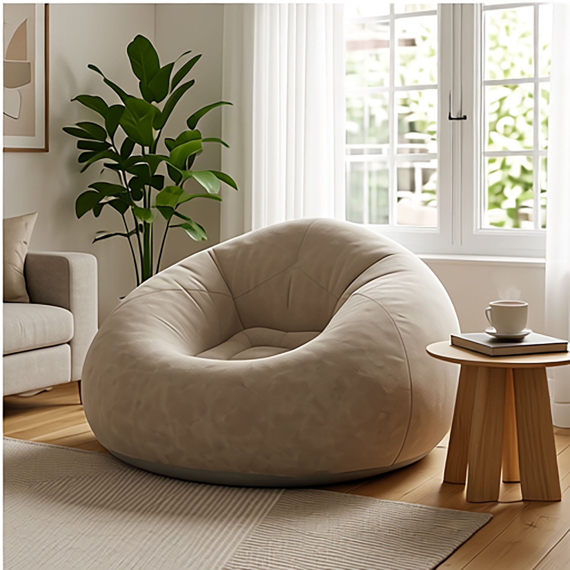 1pc Inflatable Lazy Sofa, Spherical Design, Outdoor Camping Chair, Foldable Nap Lounger, Comfortable Backrest and Armrest Seat, Essential for Travel, Vacation, and Camping