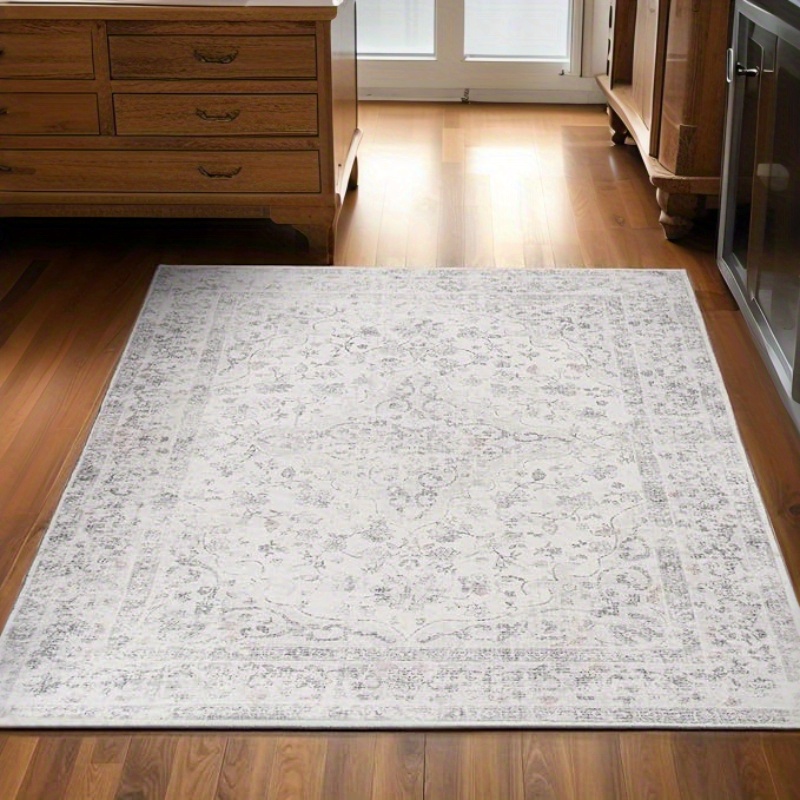 Vintage Bohemian Carpet in Various Sizes, Living Room Rug, Washable Vintage Imitation Wool Blanket Bedroom Rug, Non-Slip Interior Floor Rug for Living Room Bedroom Dining Room, Rice/ Gray/ Dark Gray/ 4X6, 5X7, 6X9, 8X10, 9X12Feet