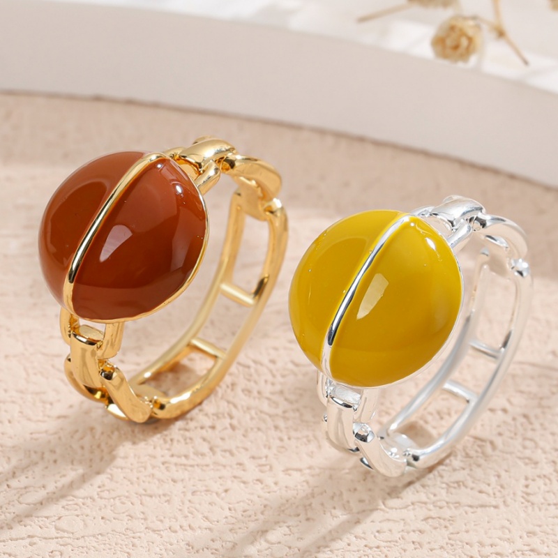 Unique Enamel Chain Band Round Ring for Women