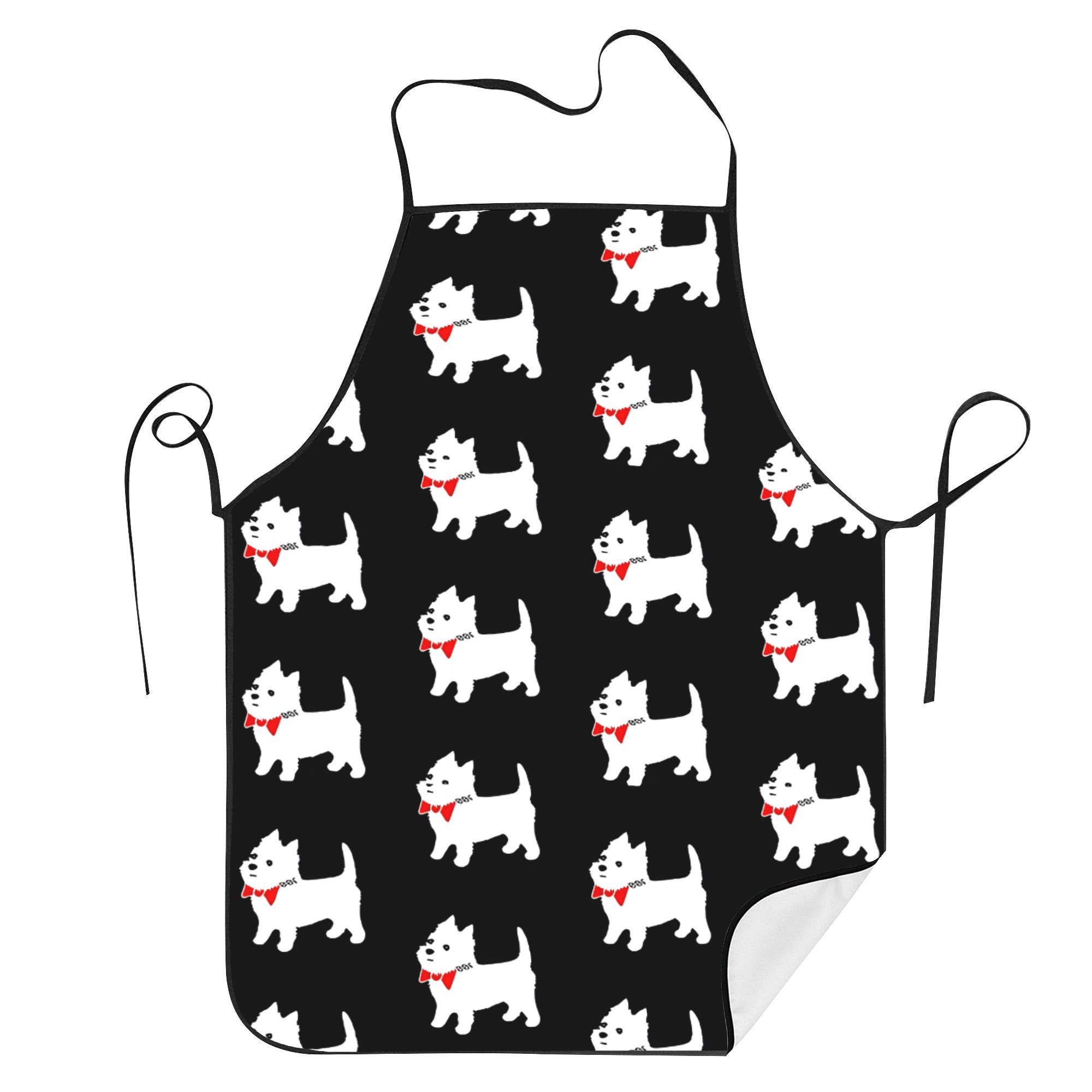 

Vintage West Highland Terrier Print Apron, 100% Polyester Knitted Fabric, Slight Stretch, Woven Household Cleaning Chef's Cooking Baking Apron, 190g/m² Weight, Patterned Design For