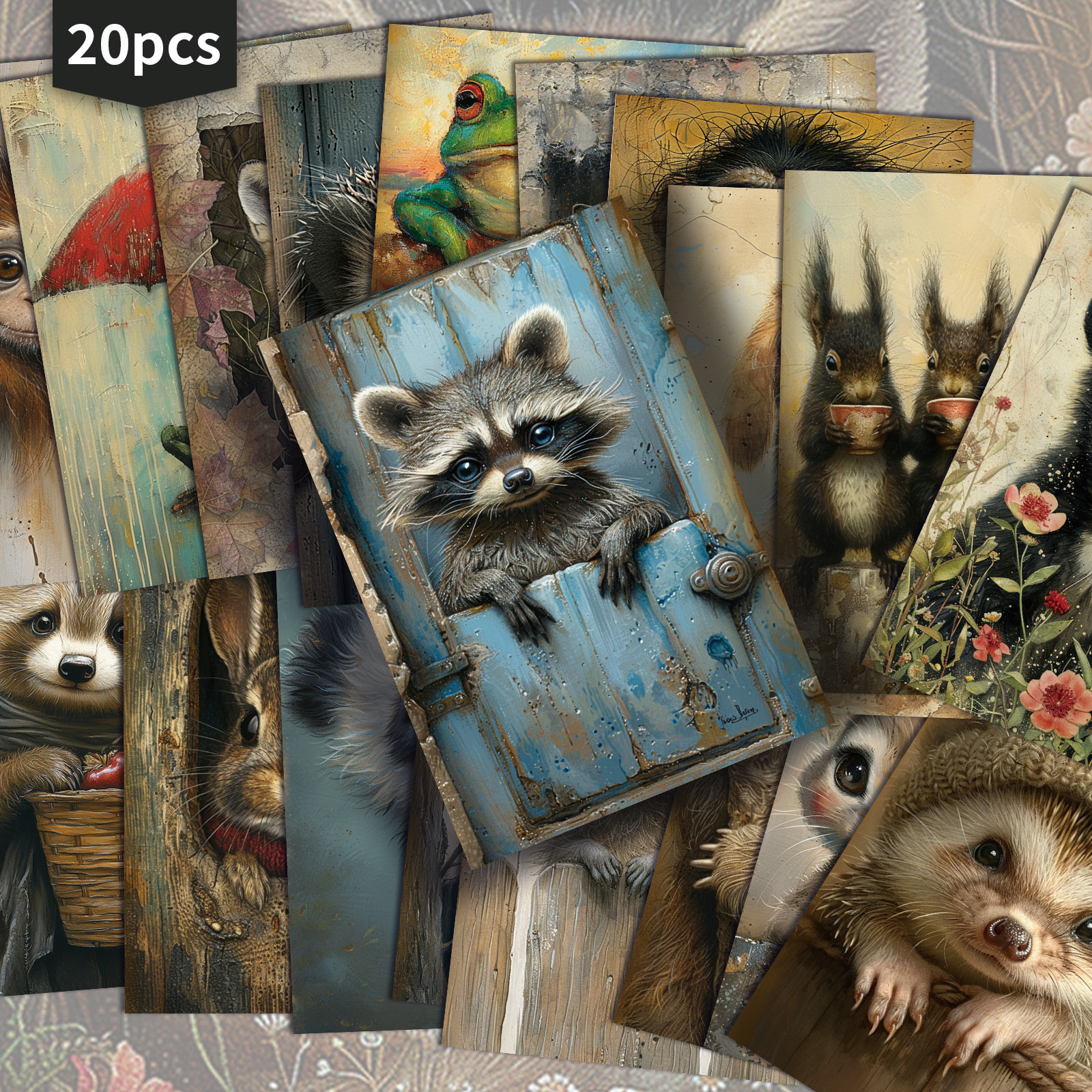 TEMU Lot de 20 cartes postales vintage d'animaux bébés - 4x6 pouces, papier pour , illustrations classiques, cartes de peinture décoratives pour le