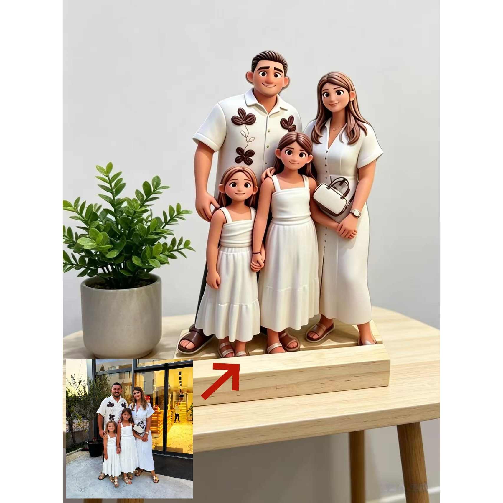 E-shop 2D Flaches personalisiertes Cartoon-Foto-Porträt - KI-gestaltete Cartoon-Illustration, Acryl-Desktop-Ornament, lebendige Farben - Ideales