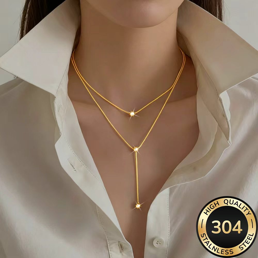 Women's Elegant Low-Allergy Golden Pendant Necklace