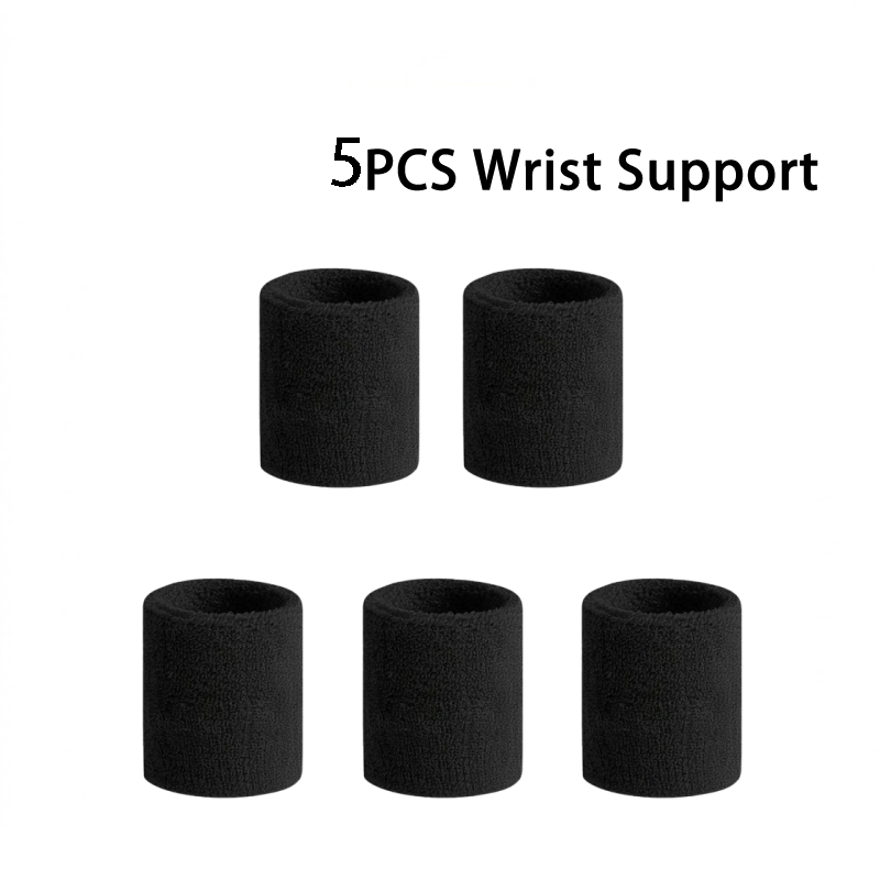 TEMU 5pcs Set Of Sports Wristbands With Sweat-absorbing Tape, Unisex High-elastic Breathable Wristbands, Soft And , Suitable For Basketball, Tennis,