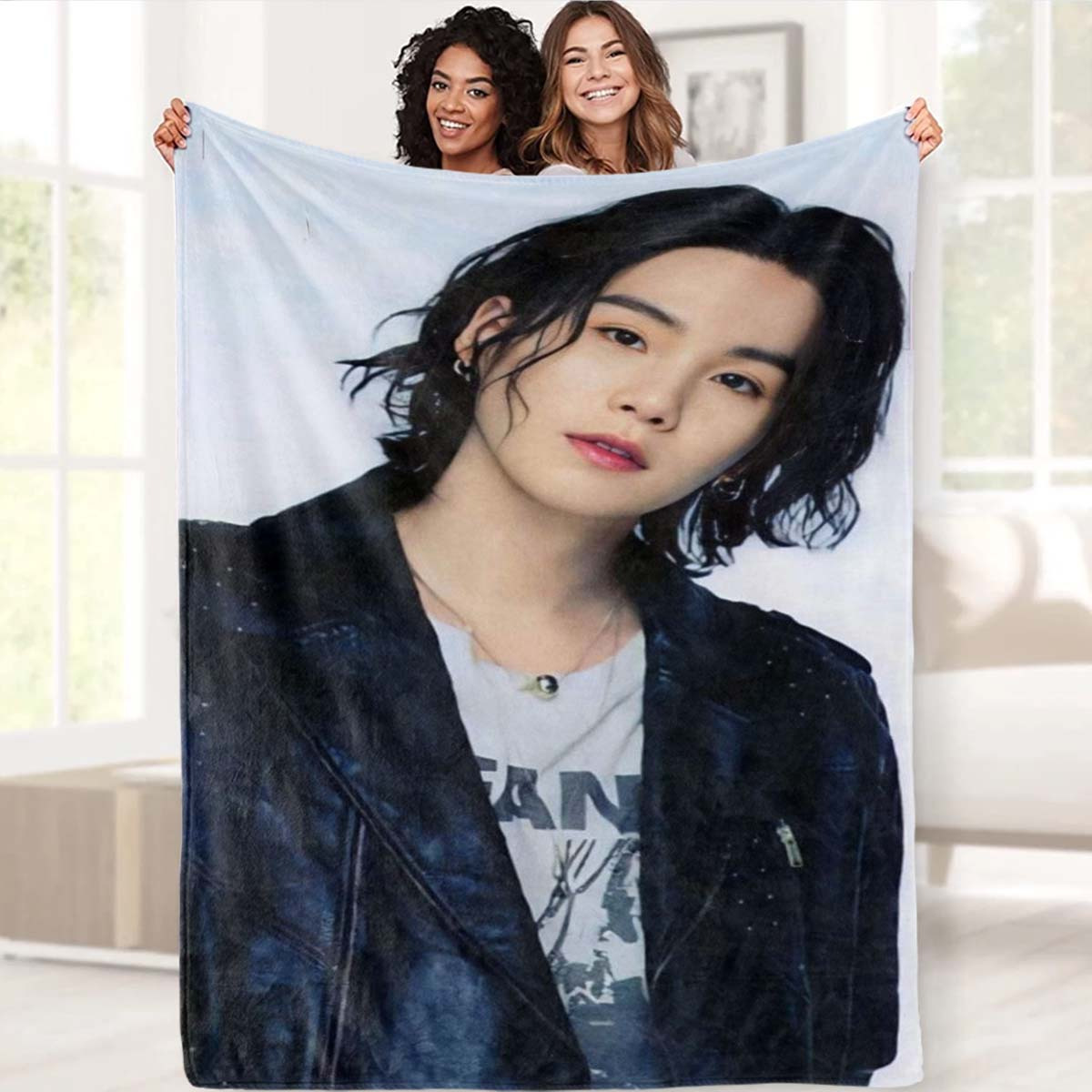 

K-pop Themed Fleece Blanket - Cozy And Warm, Living Room, Office, Or Travel - Gift With Cartoon