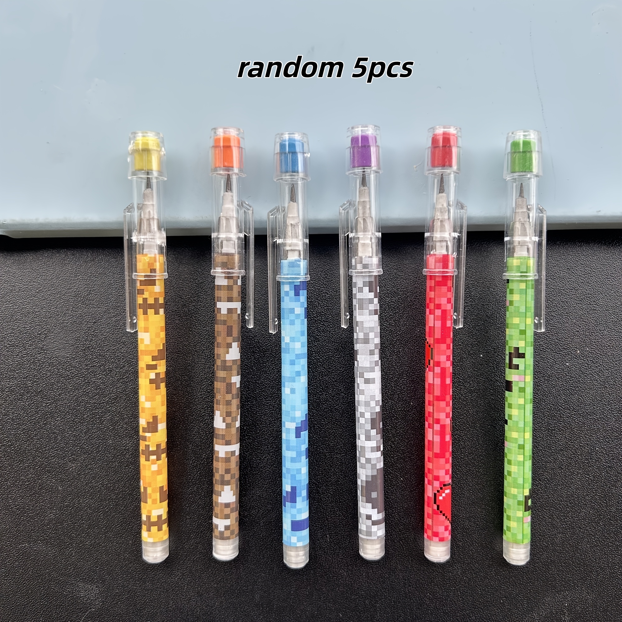 TEMU 5pcs Random Color Non-sharpening Hb Mechanical Pencils, 9-section Stackable Design With Built-in Eraser. Smooth Writing & Compact Structure.