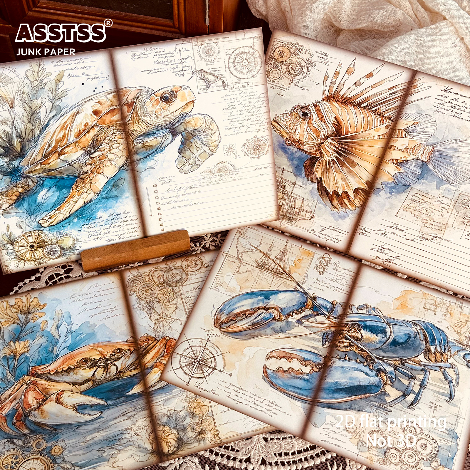TEMU ASSTSS 20 feuilles A5 [2D Plat] Carnets Vintage Bleue, de Papier Décoration , pour Arts et Artisanat, Fournitures de Scrapbooking, Artisanat,