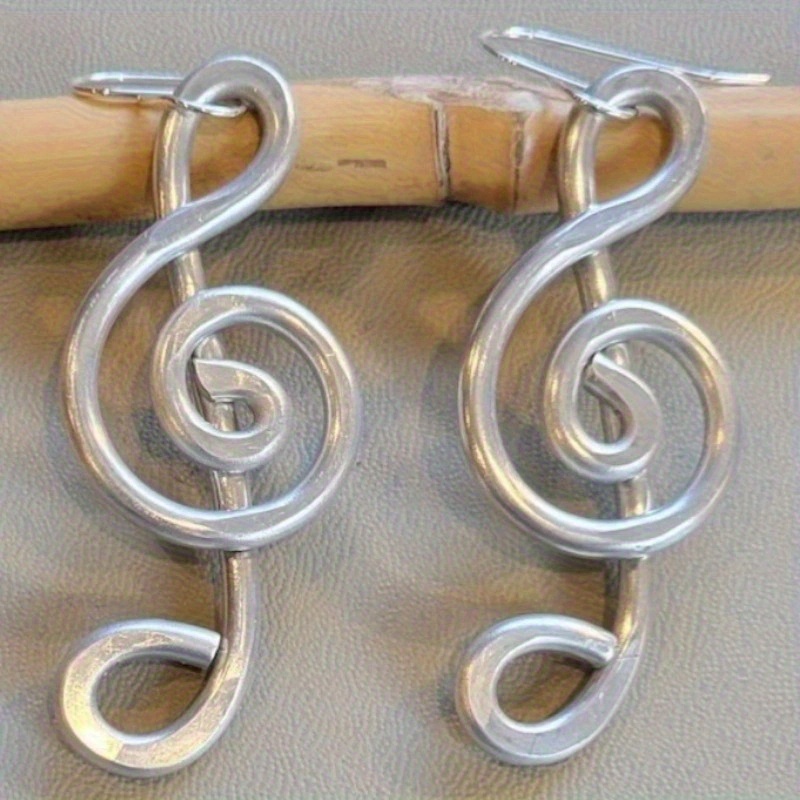 Minimalist Avant Garde Silvery Music Note Earrings