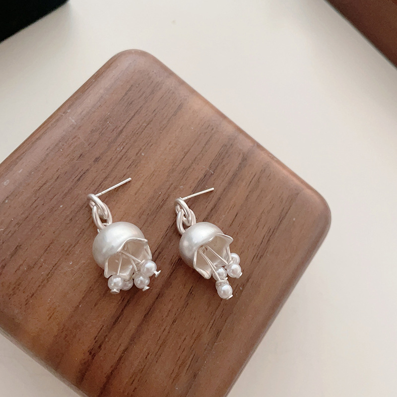 Lily of the Valley Pearl Stud Earrings for Women