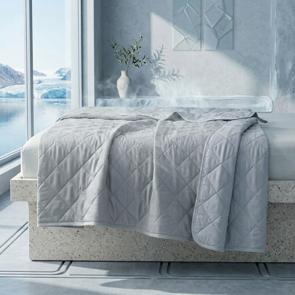 Image of Soft Summer Cooled Blanket, Suitable For Hot Sleepers, Lightweight Air-cooled Quilt, Adult Heat Absorbing Breathable Smooth Cover. Solid Color, , And Washable