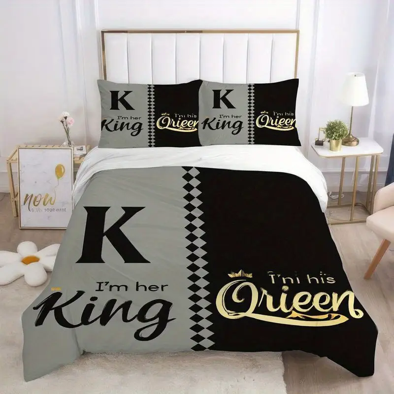 3pcs king queen couple bedding set black duvet cover matching pillowcase elegant pattern bedding series romantic bedroom home decor gift soft comfortable modern bedding 1 duvet cover 2 pillowcases Product details 7
